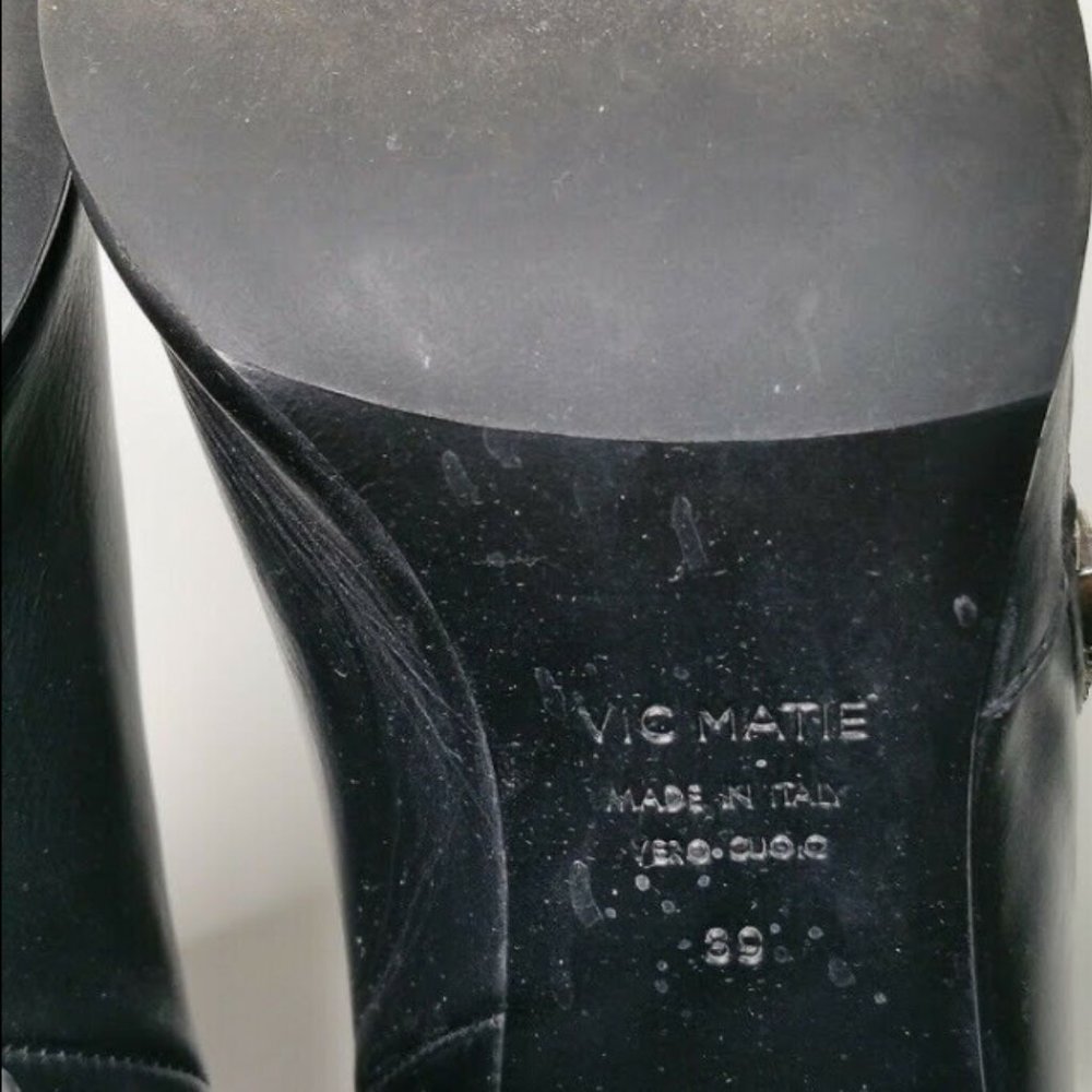 Vic Matie Sz 9 / 8 Black Leather Heel Ankle Boots - Picture 7 of 8